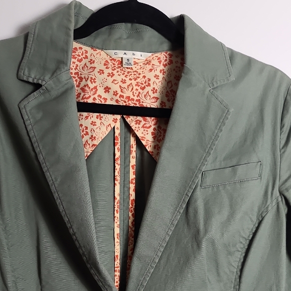 CABI Olive Three Pocket Green Blazer One Button Jacket Size Small - Picture 8 of 16